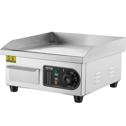 Gewerblicher elektrischer Grill, 2000 W Tischgrillplatte, Temperatur einstellbar von 50 °C bis 300 °C, 36 x 30 x 1 cm Edelstahlgrillplatte mit 2 Schaufeln und 2 Bürsten für Zuhause oder Restaurant