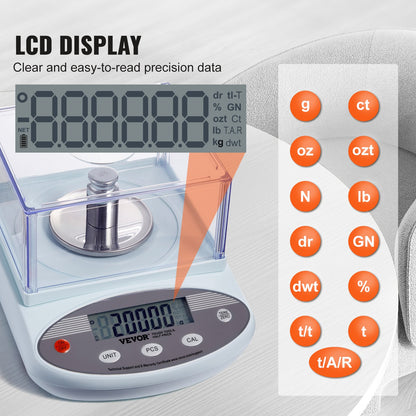 Analytical Balance, 500 gram x 0.001g Accuracy High Precision Lab Scale, 13 Units Conversion Electronic Scientific Laboratory Scale with Windshield, LCD Display Digital Jewelry Weighing Scale