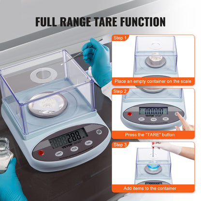 Analytical Balance, 500 gram x 0.001g Accuracy High Precision Lab Scale, 13 Units Conversion Electronic Scientific Laboratory Scale with Windshield, LCD Display Digital Jewelry Weighing Scale