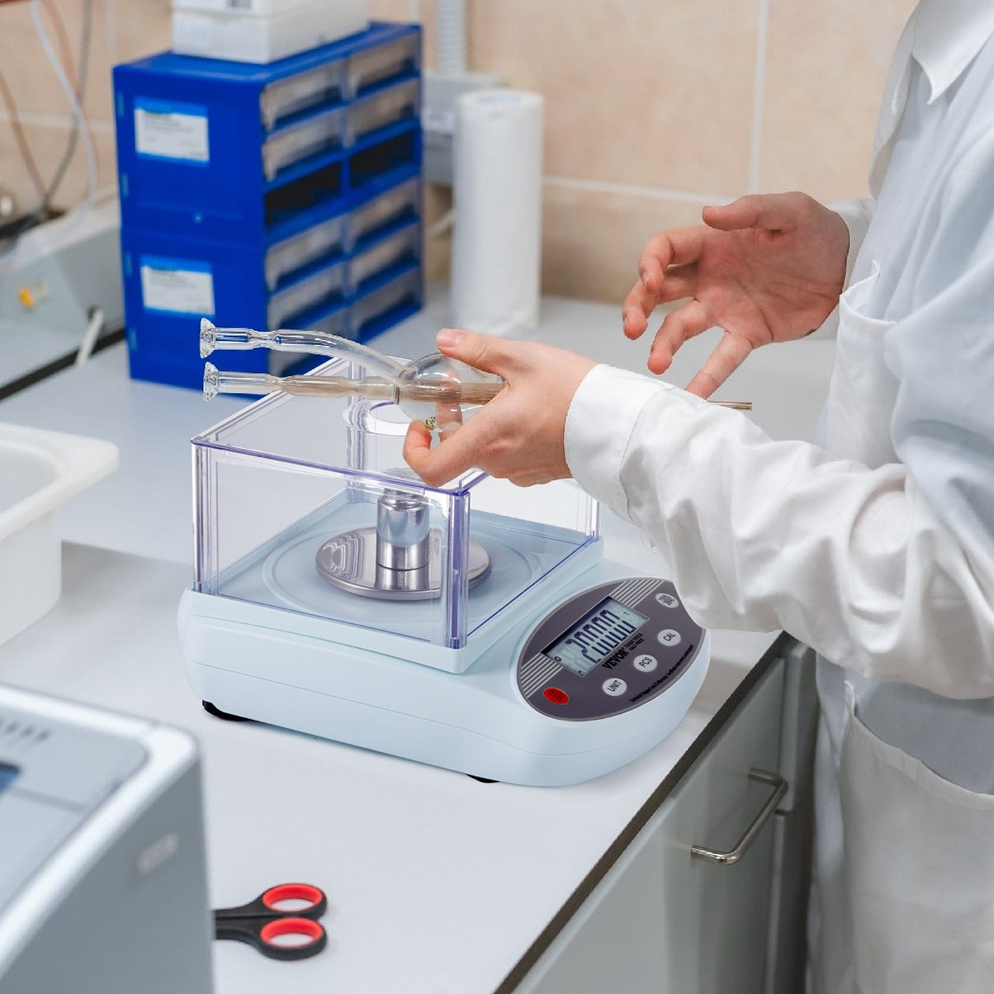 Analytical Balance, 500 gram x 0.001g Accuracy High Precision Lab Scale, 13 Units Conversion Electronic Scientific Laboratory Scale with Windshield, LCD Display Digital Jewelry Weighing Scale