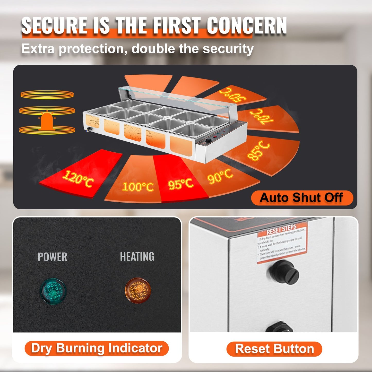 8-Pan Commercial Food Warmer, 8 x 8QT Electric Steam Table with Glass Cover, 1700W Countertop Stainless Steel Buffet Bain Marie 86-185°F Temp Control for Catering, Restaurants, Silver