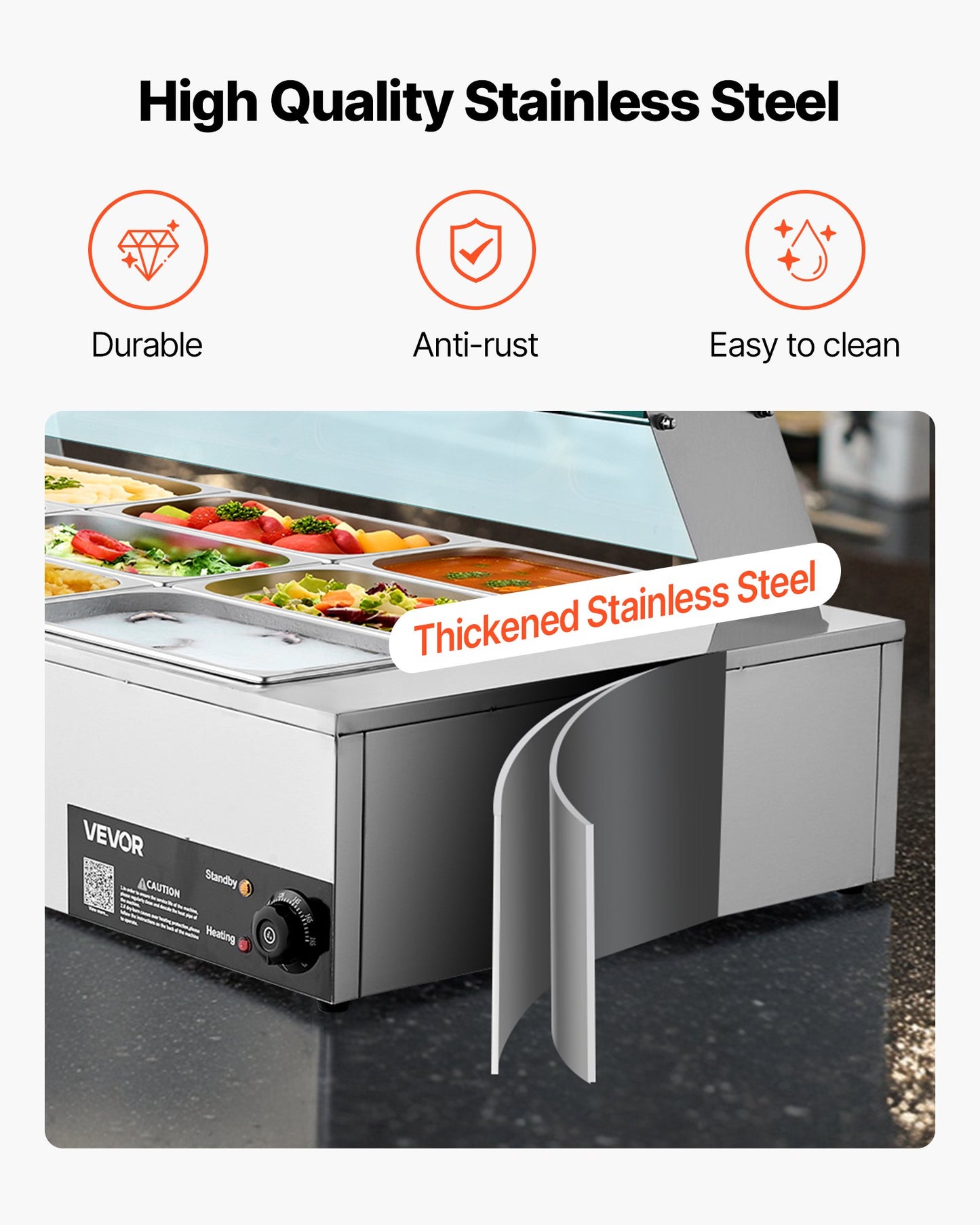 Commercial Food Warmer, 1700W Electric Stainless Steel Steam Food Warmer with Glass Cover, 12-Pan Countertop Buffet Bain Marie with Soup & Perforated Ladles, for Catering, Restaurant & Party