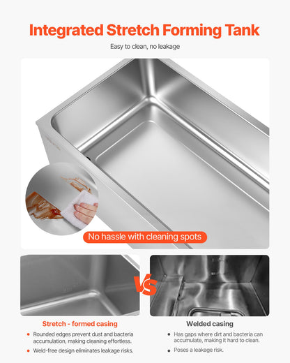 Commercial Food Warmer, 6-Pan Electric Steam Table, 1200W Professional Countertop Stainless Steel Buffet Bain Marie with 30-85°C Temp Control for Catering, Buffet, Parties, Restaurants