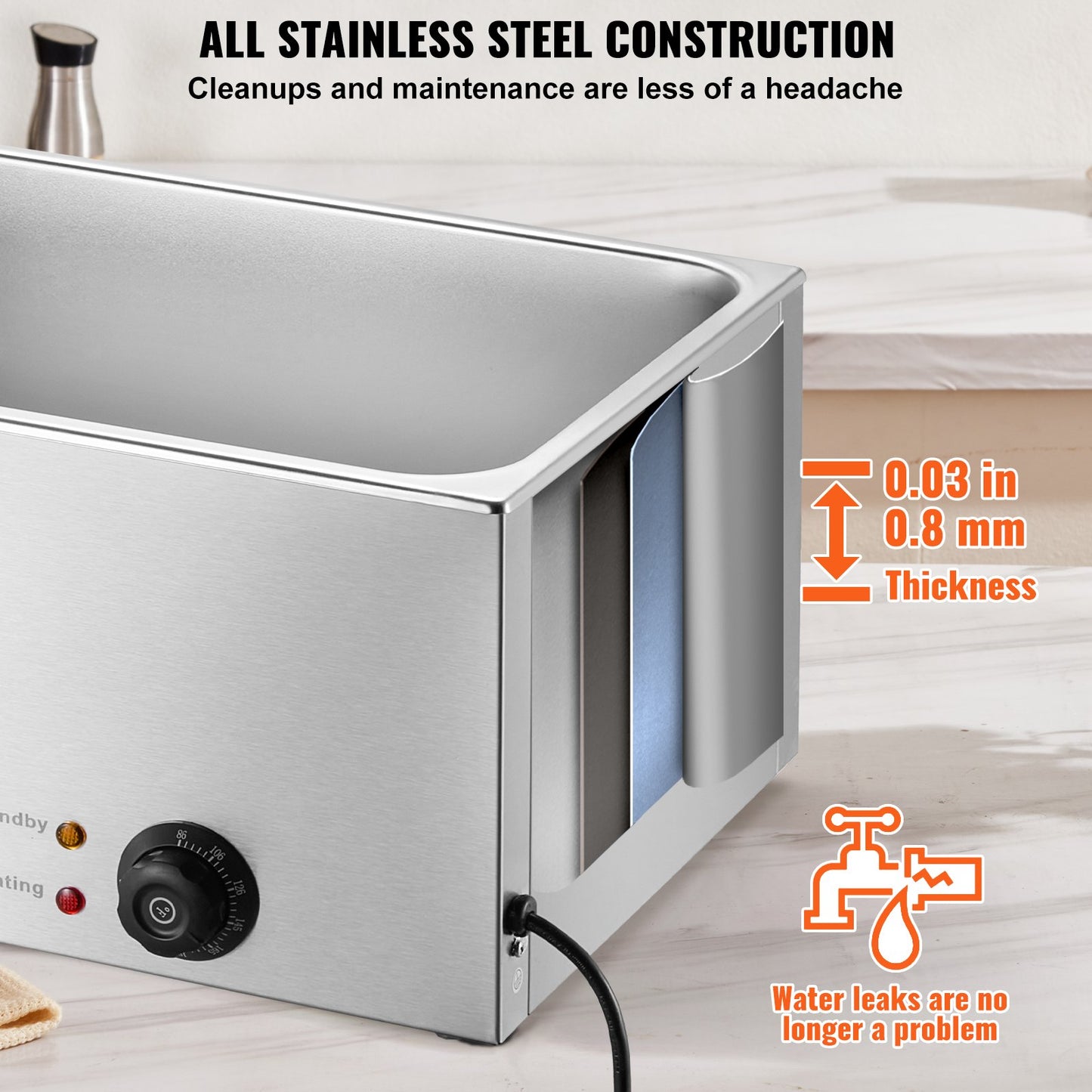 Commercial Food Warmer 18L Bain Marie 1200W Electric Buffet Warmer Steam Table Food Warmer Countertop Stainless Steel Food Warmer Wet or Dry Use for Parties, Catering and Restaurant
