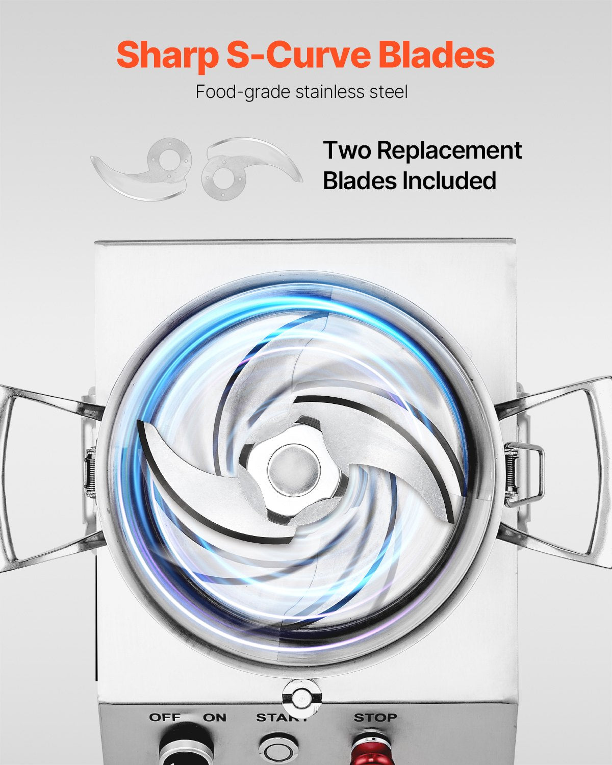 Food Processor & Vegetable Chopper, 4L Food-Grade Stainless Steel Food Processor Chopper with 2 Extra S-Curve Blades, Ideal for Chopping Vegetables, Fruit, Grains, Nuts