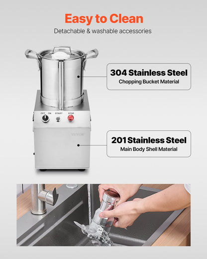 Food Processor & Vegetable Chopper, 4L Food-Grade Stainless Steel Food Processor Chopper with 2 Extra S-Curve Blades, Ideal for Chopping Vegetables, Fruit, Grains, Nuts