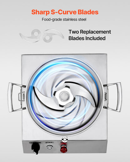 Food Processor & Vegetable Chopper, 6L Food-Grade Stainless Steel Food Processor Chopper with 2 Extra S-Curve Blades, Ideal for Chopping Vegetables, Fruit, Grains, Nuts
