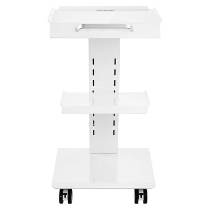 Lab Trolley, Rolling Lab Cart with Built-in Socket, 3-Layer Metal Mobile Trolley, Tray Rolling Clinic Cart with Swivel Wheels, 220 lbs Weight Capacity, for Lab, Clinic, Beauty and Salon