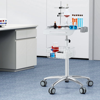 Medical Cart, Salon Cart with Wheels, Mobile Trolley Cart 680-1090 mm Height Adjustable, Metal Salon Stations for Hair Stylist, Rolling Desktop Lab Cart for Clinic, Beauty and Salon