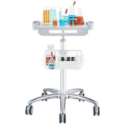 Medical Cart, Salon Cart with Wheels, Mobile Trolley Cart 680-1090 mm Height Adjustable, Metal Salon Stations for Hair Stylist, Rolling Desktop Lab Cart for Clinic, Beauty and Salon