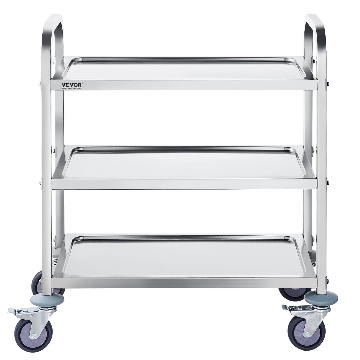 Stainless Steel Cart, 3 Layers Lab Utility Cart 181.4kg Weight Capacity, Medical Cart with Lockable Universal Wheels, for Lab, Clinic, Kitchen, Salon