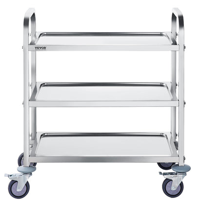 Stainless Steel Cart, 3 Layers Lab Utility Cart 181.4kg Weight Capacity, Medical Cart with Lockable Universal Wheels, for Lab, Clinic, Kitchen, Salon
