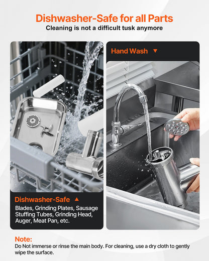 Fleischwolf, elektrischer Fleischwolf mit 21 Pfund/Min. Kapazität, inklusive Messer, Lochscheibe, Wurstmaschine und Edelstahl-Gewerbegerät für Küche, Restaurant und Metzgerei