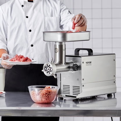 Fleischwolf, elektrischer Fleischwolf mit 21 Pfund/Min. Kapazität, inklusive Messer, Lochscheibe, Wurstmaschine und Edelstahl-Gewerbegerät für Küche, Restaurant und Metzgerei