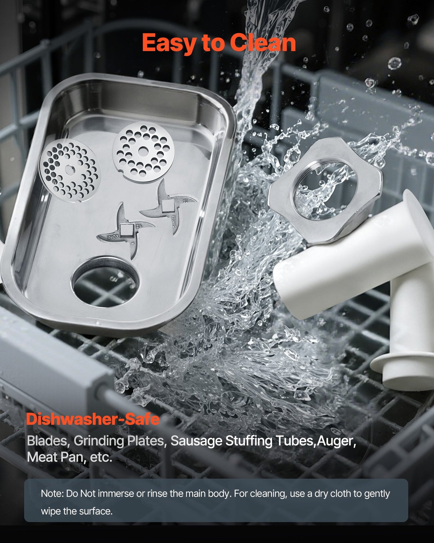 Gewerblicher elektrischer Fleischwolf, 3,2 kg/min Kapazität, #12 Industrie-Fleischwolf mit 2 Edelstahlklingen, 2 Lochscheiben, 850 W Hochleistungs-Wurstmaschine, für Küche und Restaurant