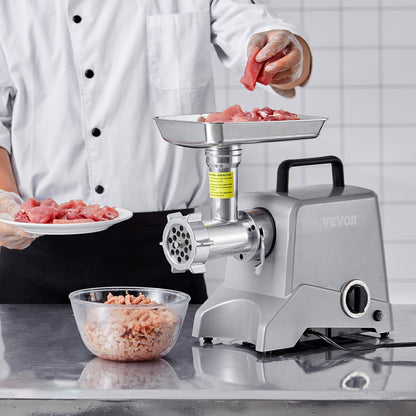 Electric Meat Grinder, 5 Lb/Min Capacity, 575W（800W MAX) Industrial Meat Mincer with Blade, Grinding Plate, Sausage Stuffing Blade and 3 Tubes, Aluminum Commercial Meat Grinder