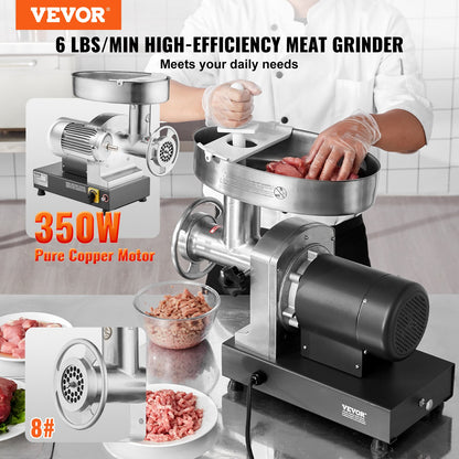 Meat Grinder, 6 Lbs/Min Capacity Electric Meat Grinders with Blade, Grinding Plate, Sausage Maker, Stainless Steel Commercial Meat Mincer for Kitchen Restaurant Butcher Store