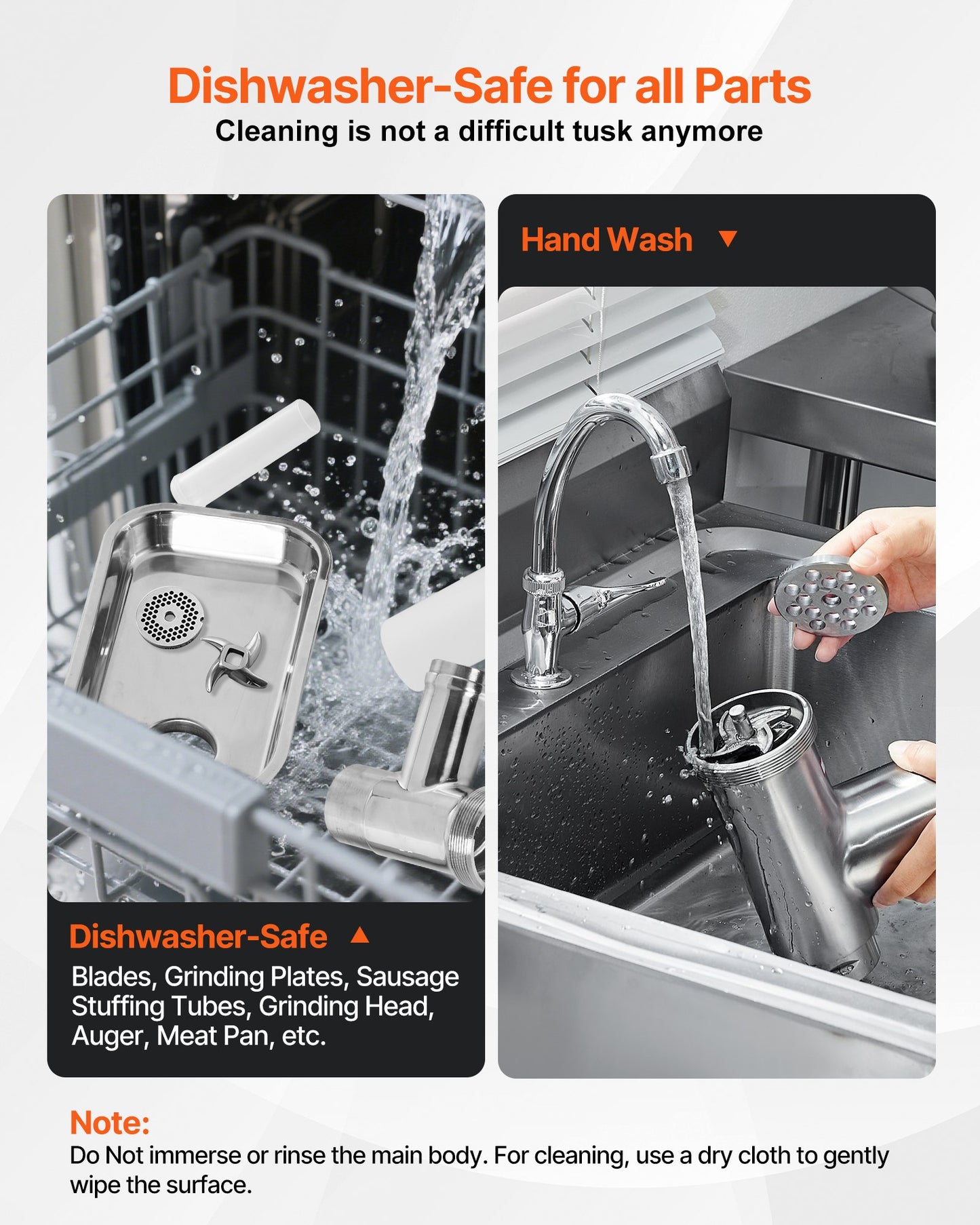 Meat Grinder, 5 Lbs/Min Capacity Electric Meat Grinders with Blade, Grinding Plate, Sausage Maker, Stainless Steel Commercial Meat Mincer for Kitchen Restaurant Butcher Store