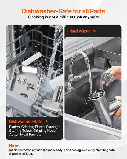 Meat Grinder, 5 Lbs/Min Capacity Electric Meat Grinders with Blade, Grinding Plate, Sausage Maker, Stainless Steel Commercial Meat Mincer for Kitchen Restaurant Butcher Store