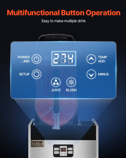Commercial Slushy Machine, 12L Single Tank Frozen Drink Machine, 48 Cups Stainless Steel Margarita Smoothie Frozen Drink Maker, Slushie Maker for Home Party Restaurants Cafe Bars