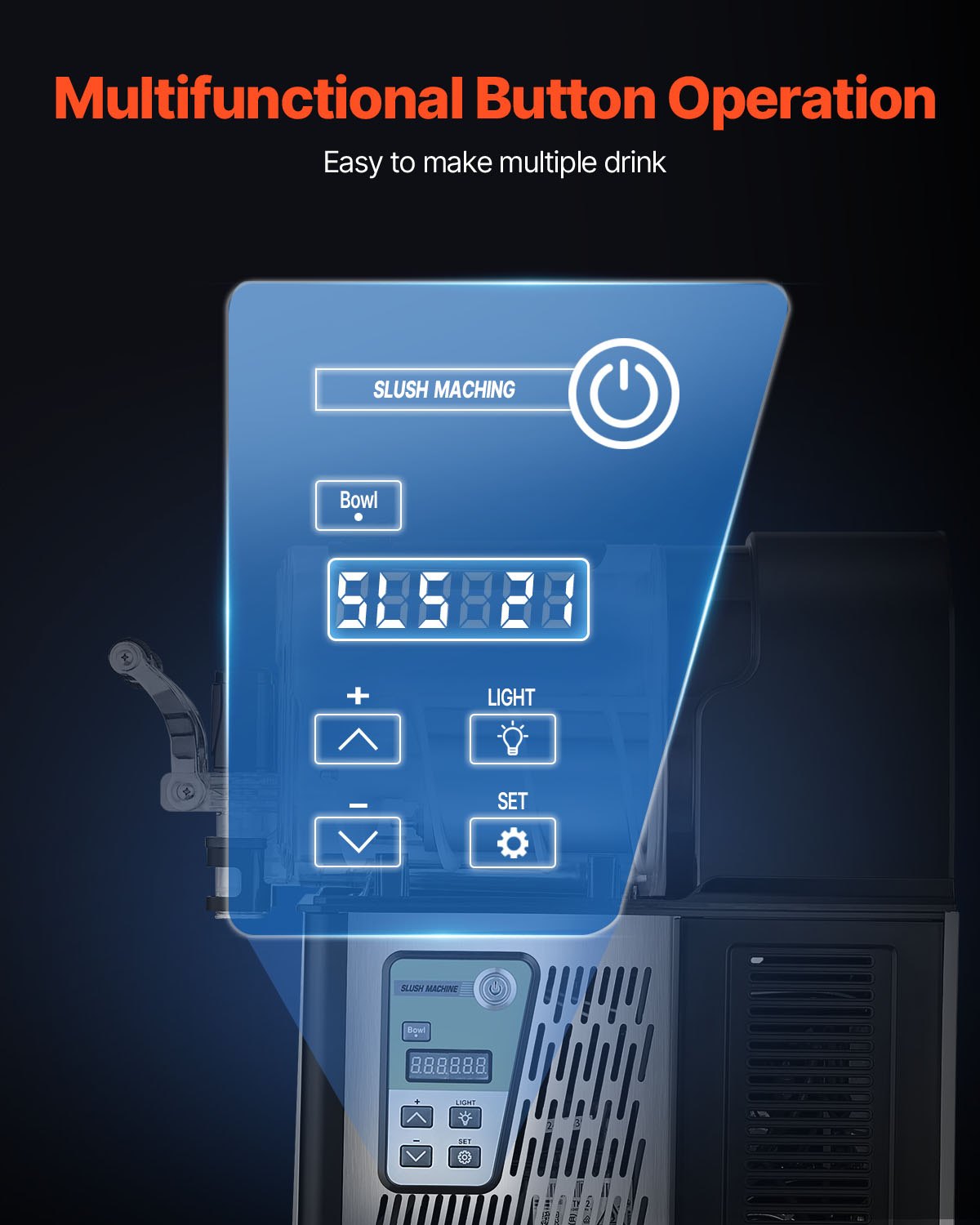 Commercial Slushy Machine, 3L Single Tank Frozen Drink Machine, 12 Cups Stainless Steel Margarita Smoothie Frozen Drink Maker, Slushie Maker for Home Party Restaurants Cafe Bars