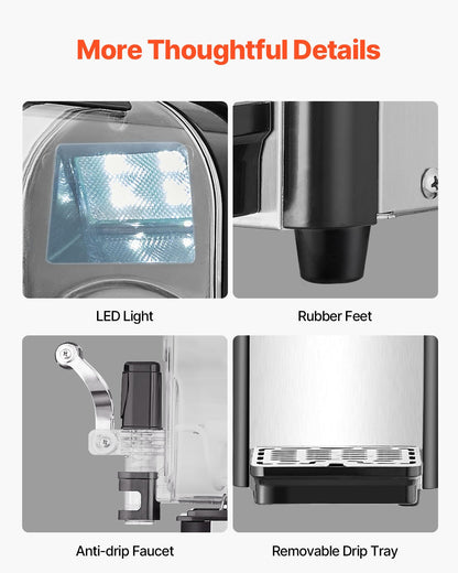 Commercial Slushy Machine, 3L Single Tank Frozen Drink Machine, 12 Cups Stainless Steel Margarita Smoothie Frozen Drink Maker, Slushie Maker for Home Party Restaurants Cafe Bars