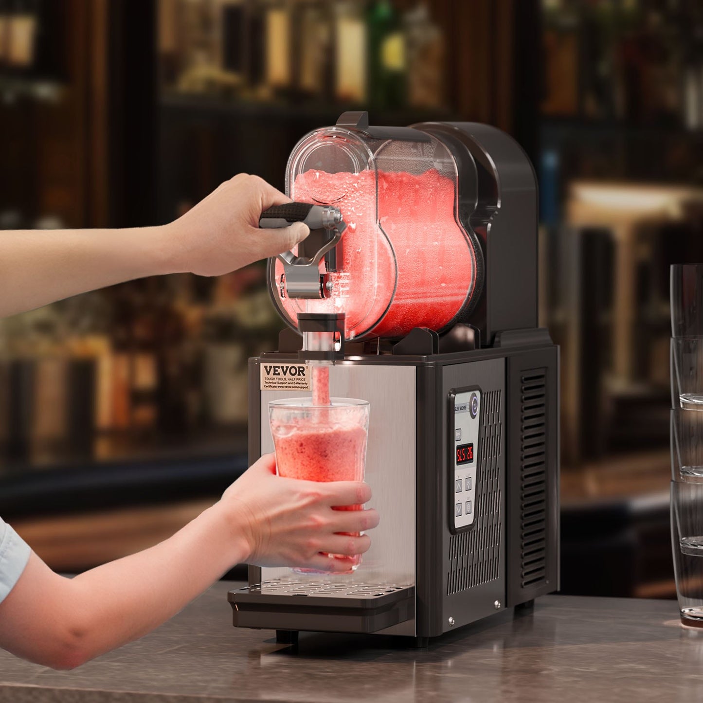Commercial Slushy Machine, 3L Single Tank Frozen Drink Machine, 12 Cups Stainless Steel Margarita Smoothie Frozen Drink Maker, Slushie Maker for Home Party Restaurants Cafe Bars