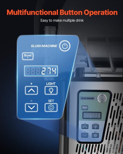 Commercial Slushy Machine, 4L Single Tank Frozen Drink Machine, 16 Cups Stainless Steel Margarita Smoothie Frozen Drink Maker, Slushie Maker for Home Party Restaurants Cafe Bars