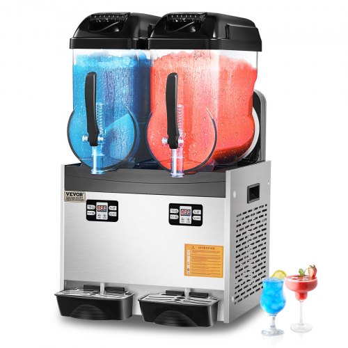 Commercial Slushy Machine, 12Lx2 Double Tank Frozen Drink Machine, 96 Cups Stainless Steel Margarita Smoothie Frozen Drink Maker, Slushie Maker for Home Party Restaurants Cafe Bars