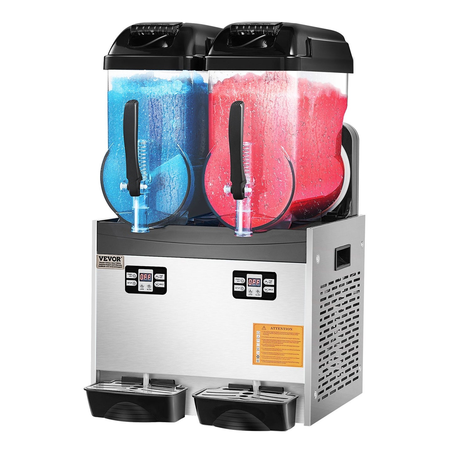 Commercial Slushy Machine, 12Lx2 Double Tank Frozen Drink Machine, 96 Cups Stainless Steel Margarita Smoothie Frozen Drink Maker, Slushie Maker for Home Party Restaurants Cafe Bars