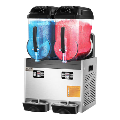 Commercial Slushy Machine, 12Lx2 Double Tank Frozen Drink Machine, 96 Cups Stainless Steel Margarita Smoothie Frozen Drink Maker, Slushie Maker for Home Party Restaurants Cafe Bars