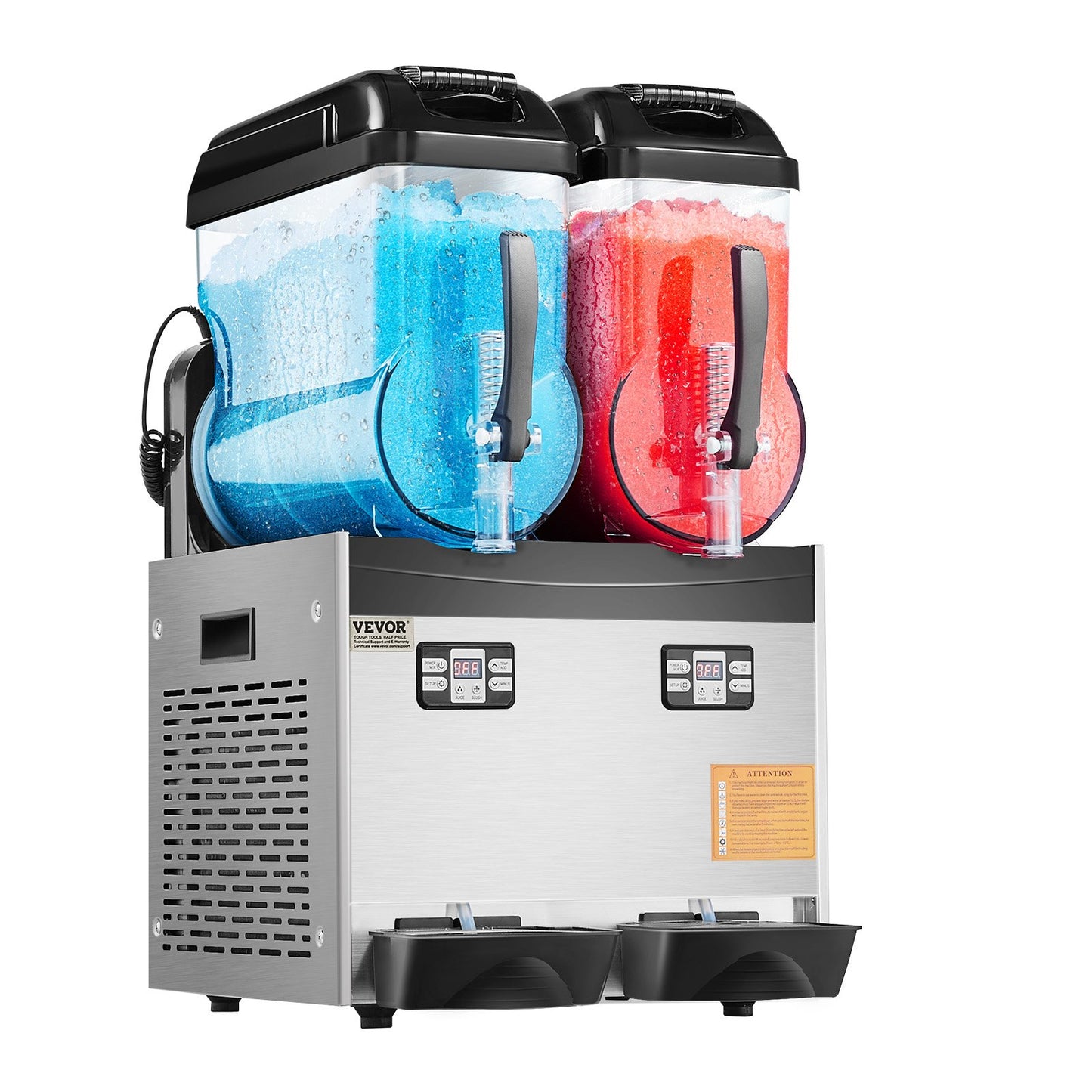 Commercial Slushy Machine, 12Lx2 Double Tank Frozen Drink Machine, 96 Cups Stainless Steel Margarita Smoothie Frozen Drink Maker, Slushie Maker for Home Party Restaurants Cafe Bars