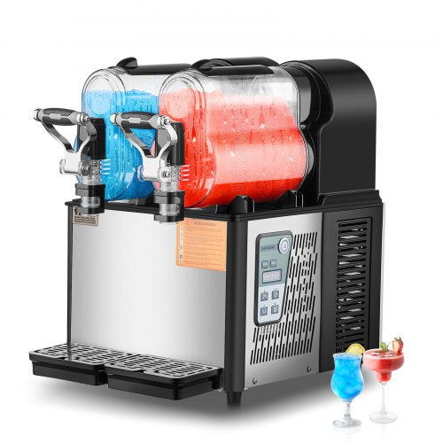 Commercial Slushy Machine, 3Lx2 Double Tank Frozen Drink Machine, 24 Cups Stainless Steel Margarita Smoothie Frozen Drink Maker, Slushie Maker for Home Party Restaurants Cafe Bars