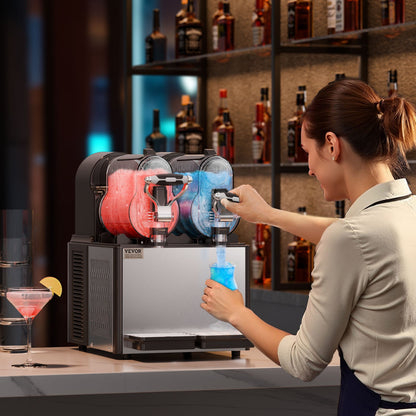 Commercial Slushy Machine, 3Lx2 Double Tank Frozen Drink Machine, 24 Cups Stainless Steel Margarita Smoothie Frozen Drink Maker, Slushie Maker for Home Party Restaurants Cafe Bars
