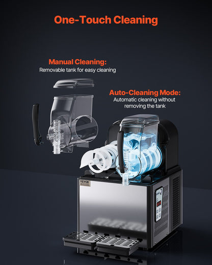 Commercial Slushy Machine, 4Lx2 Double Tank Frozen Drink Machine, 32 Cups Stainless Steel Margarita Smoothie Frozen Drink Maker, Slushie Maker for Home Party Restaurants Cafe Bars