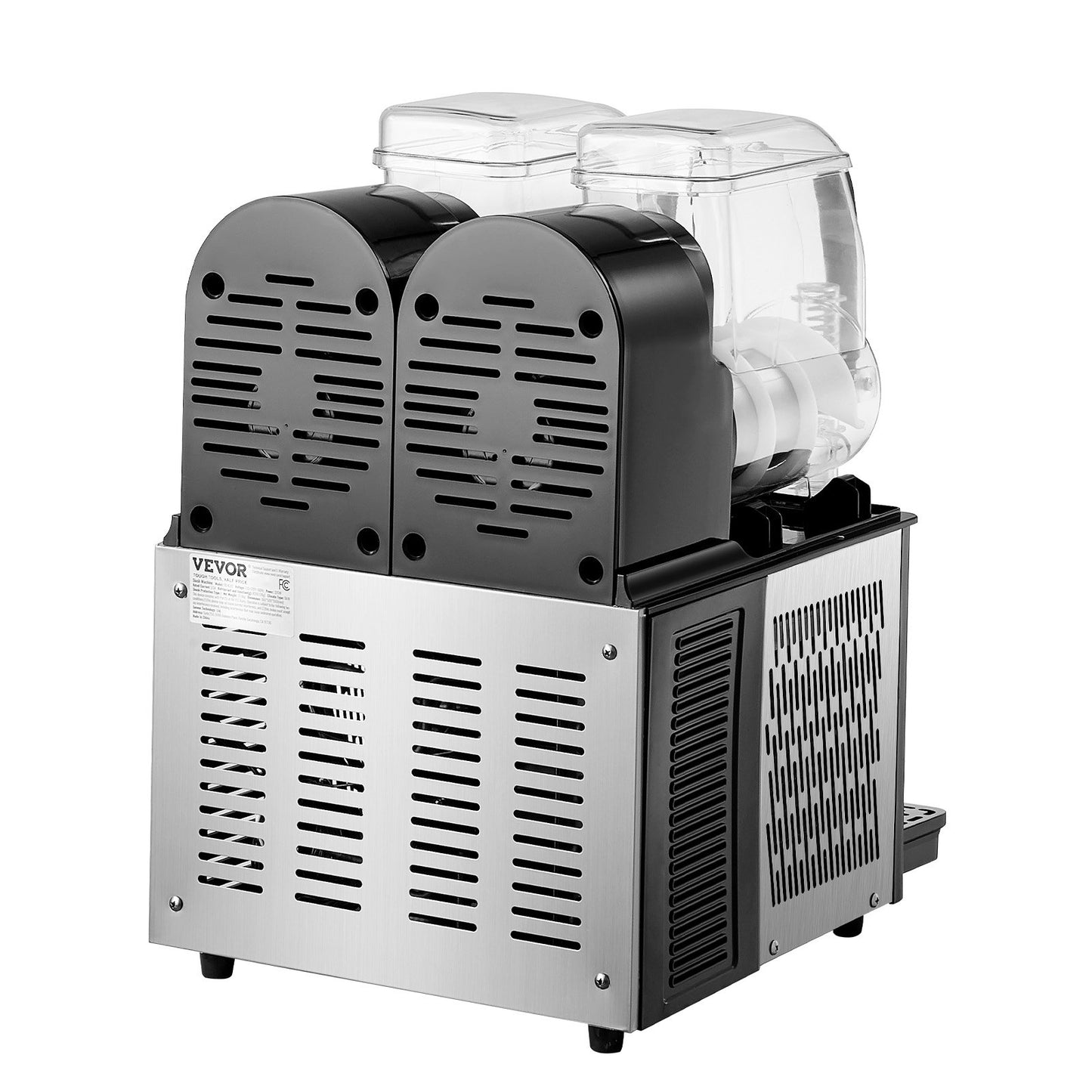 Commercial Slushy Machine, 4Lx2 Double Tank Frozen Drink Machine, 32 Cups Stainless Steel Margarita Smoothie Frozen Drink Maker, Slushie Maker for Home Party Restaurants Cafe Bars