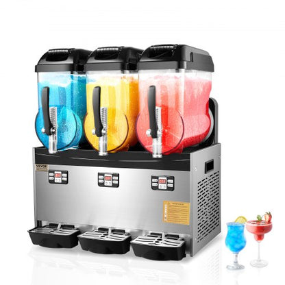 Commercial Slushy Machine, 12Lx3 Triple Tank Frozen Drink Machine, 144 Cups Stainless Steel Margarita Smoothie Frozen Drink Maker, Slushie Maker for Home Party Restaurants Cafe Bars