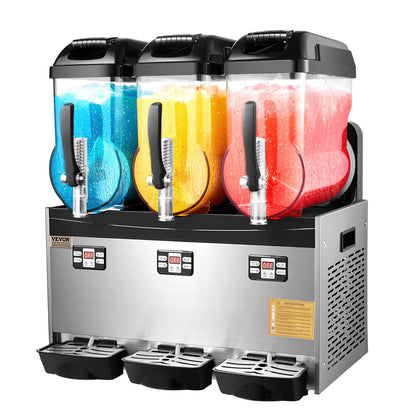 Commercial Slushy Machine, 12Lx3 Triple Tank Frozen Drink Machine, 144 Cups Stainless Steel Margarita Smoothie Frozen Drink Maker, Slushie Maker for Home Party Restaurants Cafe Bars