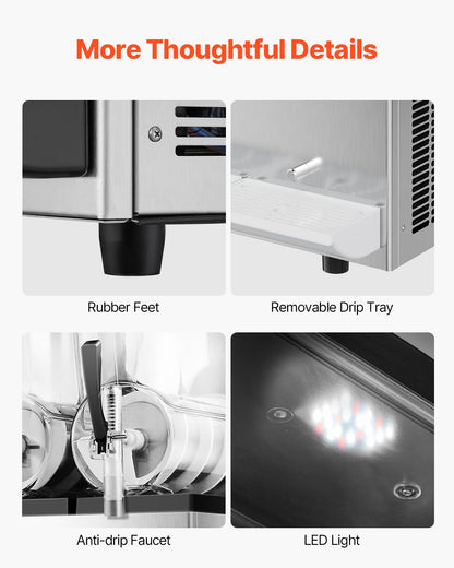 Commercial Slushy Machine, 12Lx3 Triple Tank Frozen Drink Machine, 144 Cups Stainless Steel Margarita Smoothie Frozen Drink Maker, Slushie Maker for Home Party Restaurants Cafe Bars