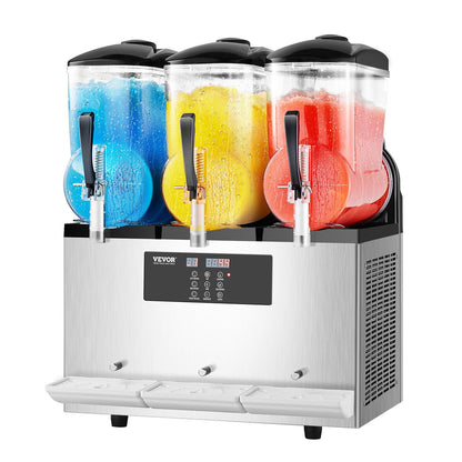 Commercial Slushy Machine, 12Lx3 Triple Tank Frozen Drink Machine, 144 Cups Stainless Steel Margarita Smoothie Frozen Drink Maker, Slushie Maker for Home Party Restaurants Cafe Bars