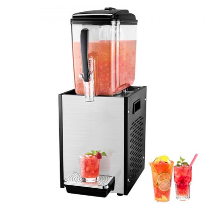 Commercial Beverage Dispenser, 12 L Juice Dispenser, 246W 304 Stainless Steel Food Grade Ice Tea Drink Machine with 45°F-54°F Cooling Temperature, for Cold Drink Restaurant Bar Party