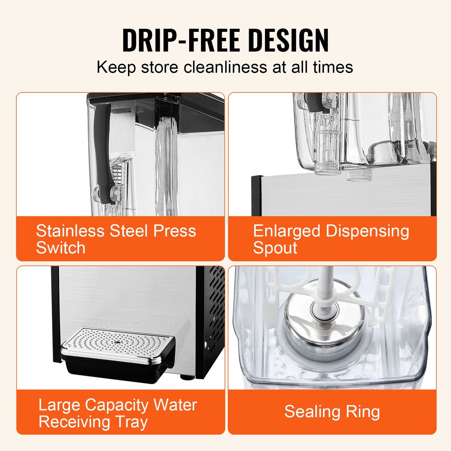 Commercial Beverage Dispenser, 12 L Juice Dispenser, 246W 304 Stainless Steel Food Grade Ice Tea Drink Machine with 45°F-54°F Cooling Temperature, for Cold Drink Restaurant Bar Party