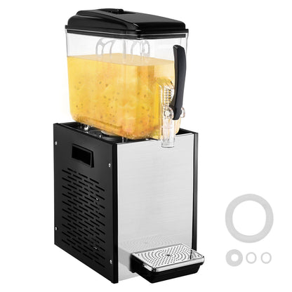 Commercial Beverage Dispenser, 12 L Juice Dispenser, 246W 304 Stainless Steel Food Grade Ice Tea Drink Machine with 45°F-54°F Cooling Temperature, for Cold Drink Restaurant Bar Party