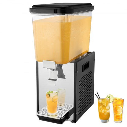 Commercial Beverage Dispenser, 18 L Juice Dispenser, 300W 304 Stainless Steel Food Grade Ice Tea Drink Machine with 45°F-54°F Cooling Temperature, for Cold Drink Restaurant Bar Party