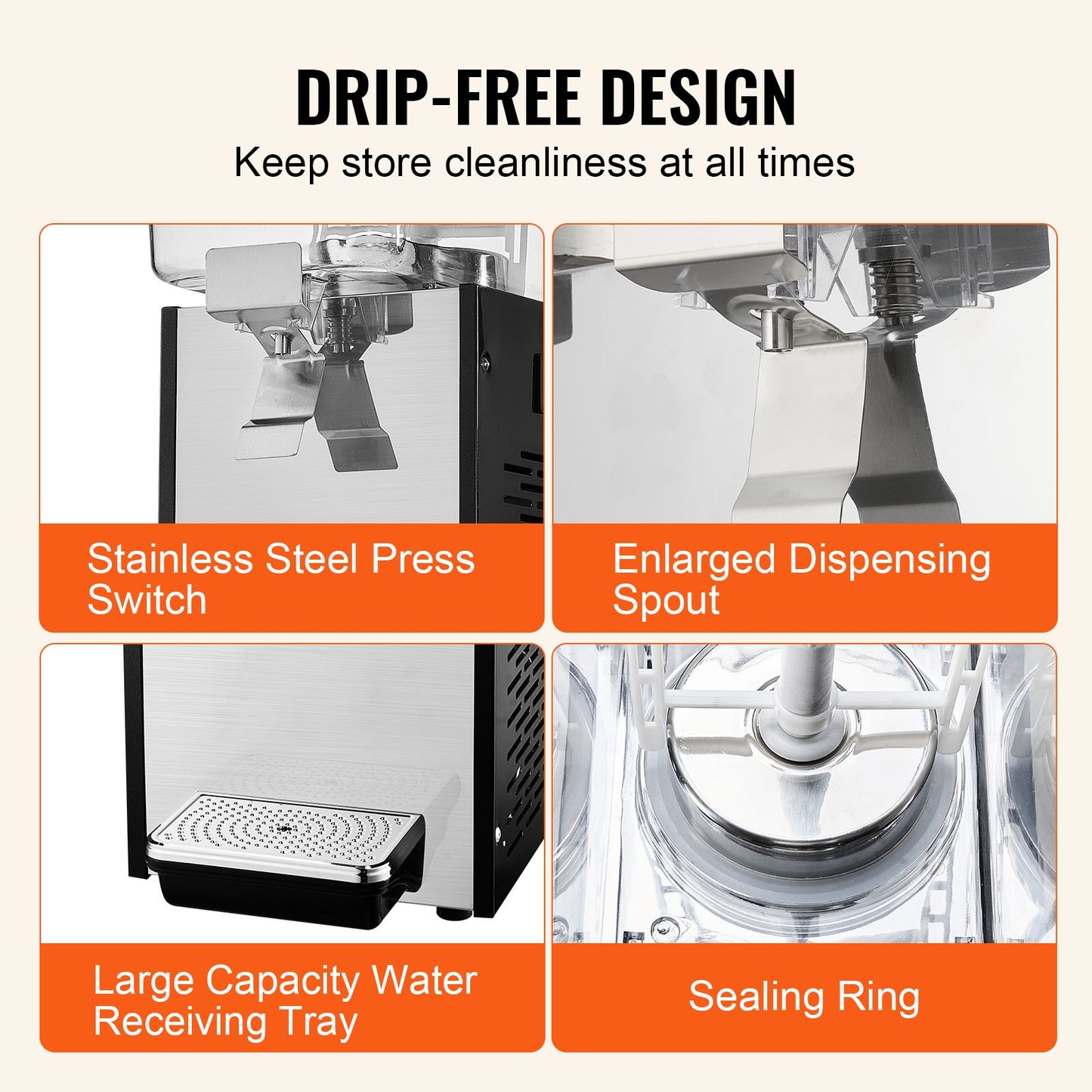 Commercial Beverage Dispenser, 18 L Juice Dispenser, 300W 304 Stainless Steel Food Grade Ice Tea Drink Machine with 45°F-54°F Cooling Temperature, for Cold Drink Restaurant Bar Party