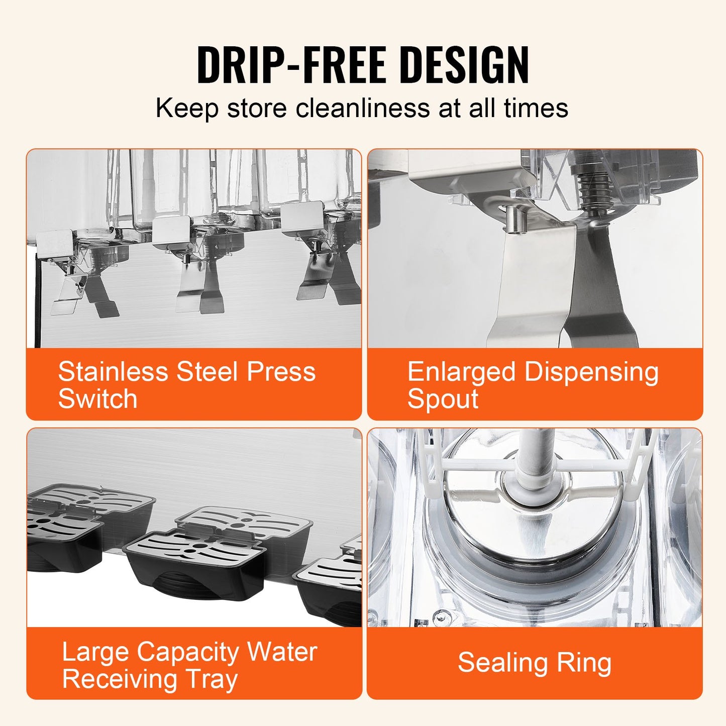 Commercial Beverage Dispenser, 3 Tanks 18 L Per Tank Juice Dispenser, 512W Stainless Steel Ice Tea Drink Machine with 45°F-54°F Cooling Temperature, for Cold Drink Restaurant Bar Party