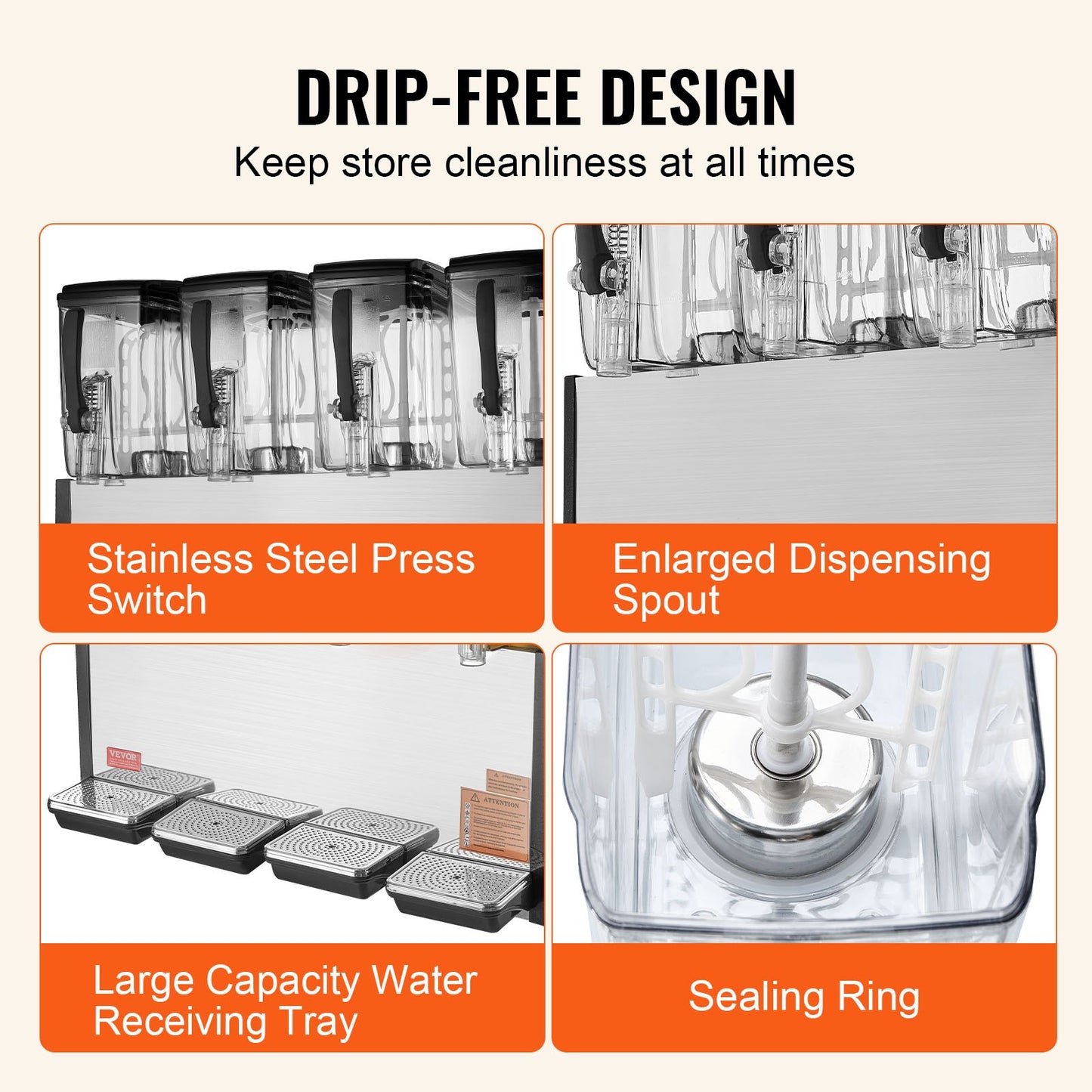 Gewerblicher Getränkespender, 4 Tanks à 12 Liter, Saftspender, 510-W-Edelstahl-Eistee-Maschine mit Kühltemperatur von 7–12 °C, für kalte Getränke in Restaurants, Bars und auf Partys