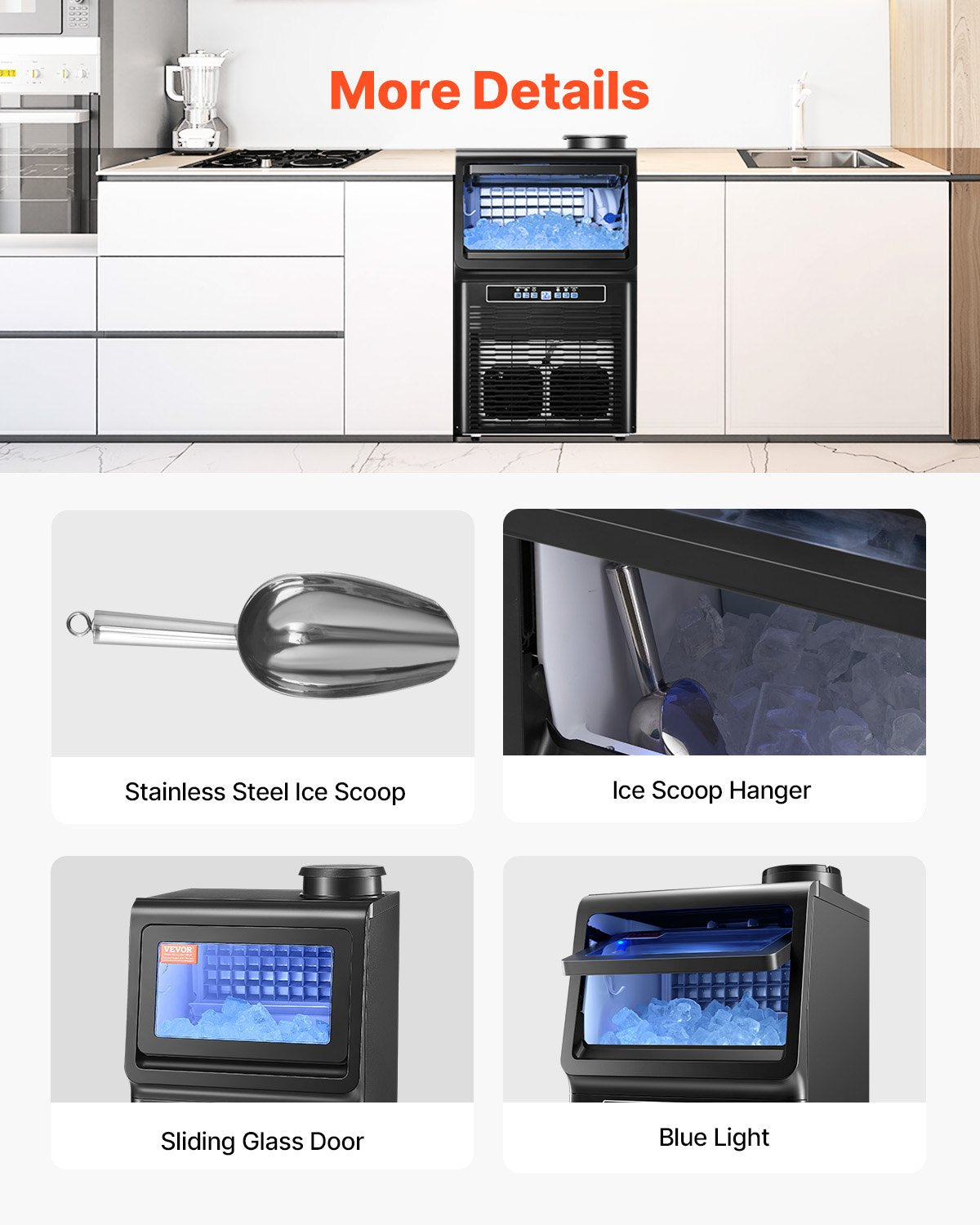 Gewerblicher Eiswürfelbereiter (90 lbs/24h), 36 Eiswürfel in 15 Minuten, freistehendes Gerät mit 12 lbs großem Vorratsvolumen für Bars, Büros und Restaurants, mit LED-Digitalanzeige und Selbstreinigungsfunktion