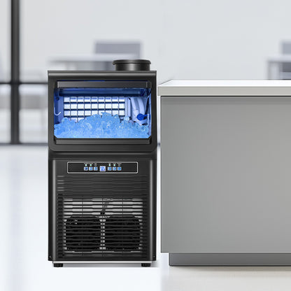Gewerblicher Eiswürfelbereiter (90 lbs/24h), 36 Eiswürfel in 15 Minuten, freistehendes Gerät mit 12 lbs großem Vorratsvolumen für Bars, Büros und Restaurants, mit LED-Digitalanzeige und Selbstreinigungsfunktion