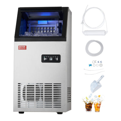 110lbs/24H Commercial Ice Maker, 36 Ice Cubes in 15 Minutes, Freestanding Ice Maker Machine with 28lbs Large Storage Capacity for Bar Office Restaurant, with LED Digital Display & Self-Cleaning